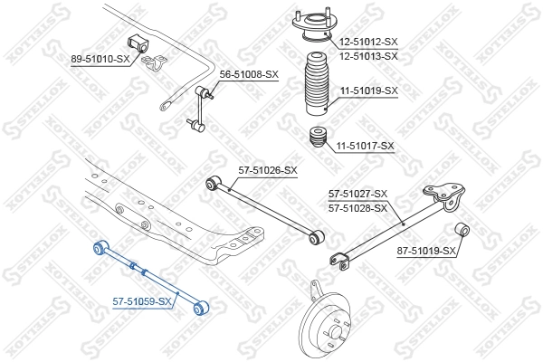 Control/Trailing Arm, wheel suspension 57-51059-SX