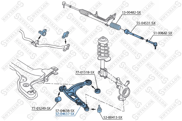 Control/Trailing Arm, wheel suspension 57-04637-SX