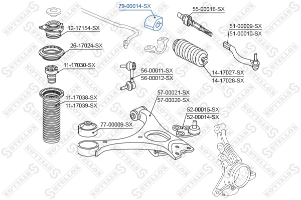 STELLOX 79-00014-SX Mounting, stabiliser bar