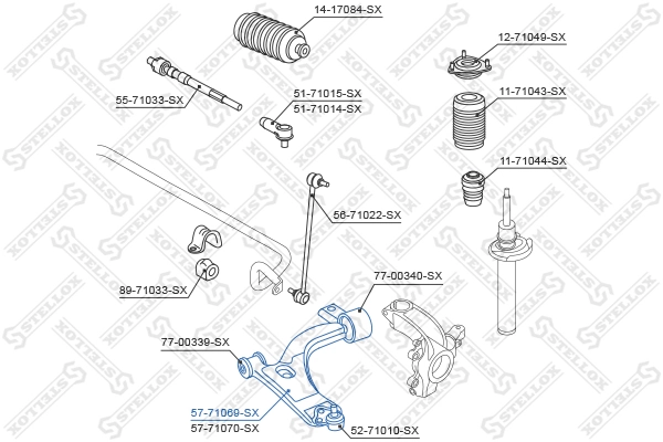 Control/Trailing Arm, wheel suspension 57-71069-SX