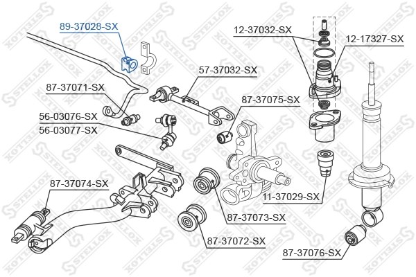 Mounting, stabiliser bar 89-37028-SX