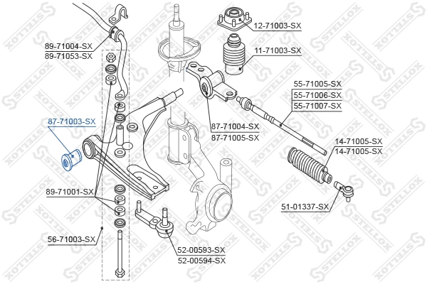 STELLOX 87-71003-SX Mounting, control/trailing arm
