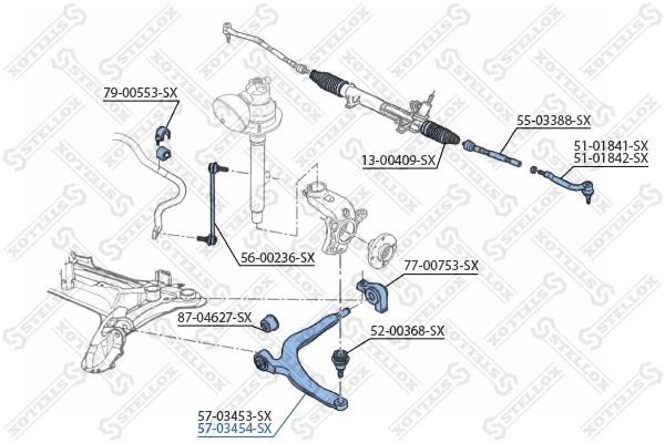Control/Trailing Arm, wheel suspension 57-03454-SX