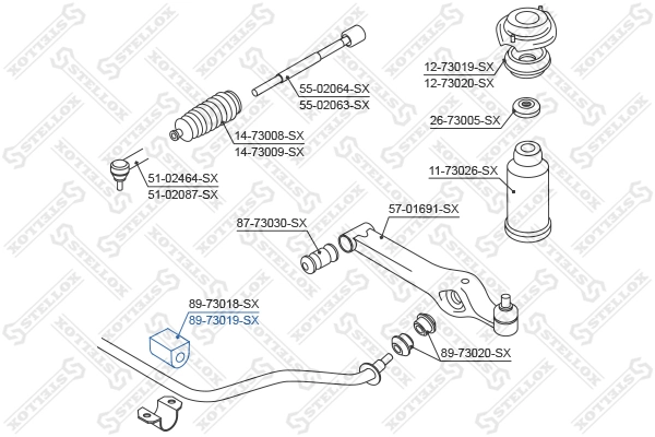 Mounting, stabiliser bar 89-73019-SX