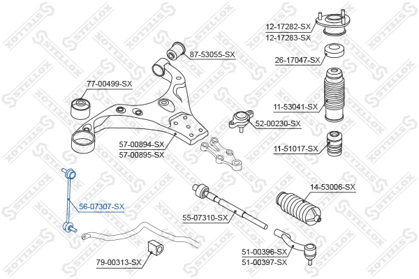 Link/Coupling Rod, stabiliser bar 56-07307-SX