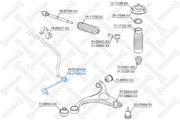 Link/Coupling Rod, stabiliser bar 56-07305-SX