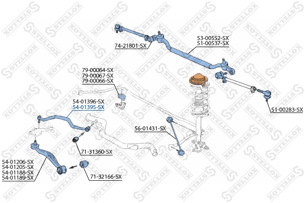 Control/Trailing Arm, wheel suspension 54-01395-SX