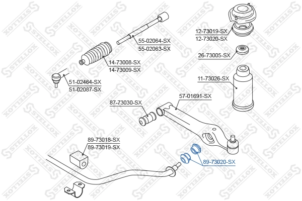 Mounting, stabiliser bar 89-73020-SX