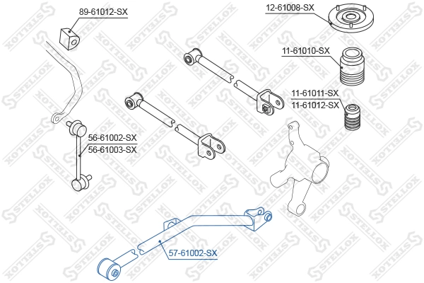 Control/Trailing Arm, wheel suspension 57-61002-SX