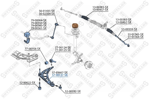 Control/Trailing Arm, wheel suspension 57-00137-SX