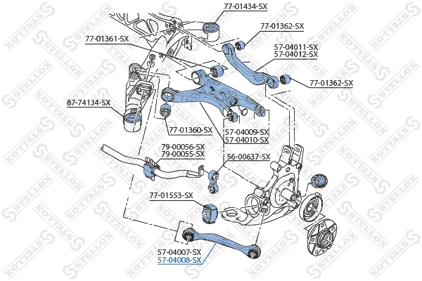 Control/Trailing Arm, wheel suspension 57-04008-SX
