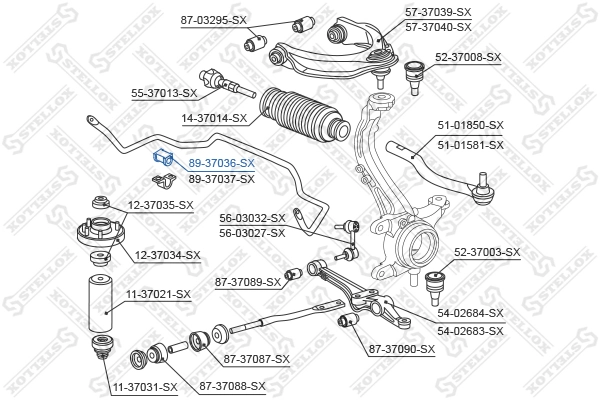 STELLOX 89-37036-SX Mounting, stabiliser bar