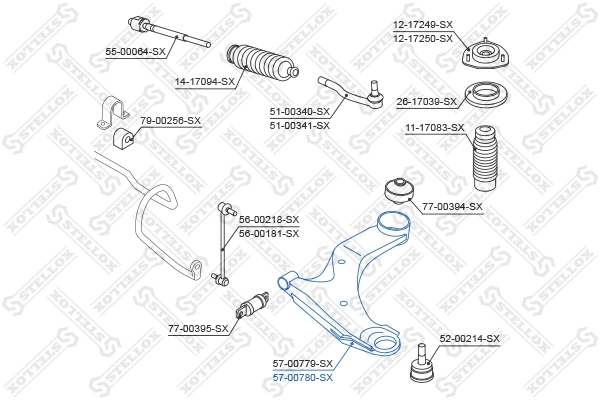 Control/Trailing Arm, wheel suspension 57-00780-SX