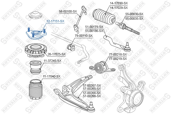 Suspension Strut Support Mount 12-17151-SX