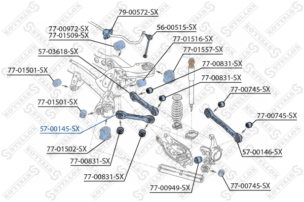 Control/Trailing Arm, wheel suspension 57-00145-SX
