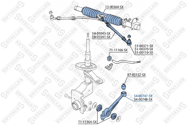 Control/Trailing Arm, wheel suspension 54-00747-SX
