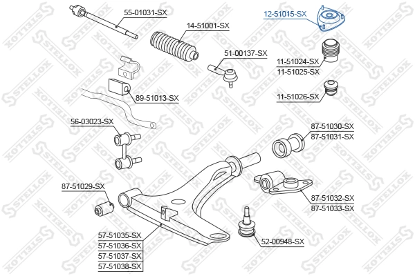 Suspension Strut Support Mount 12-51015-SX