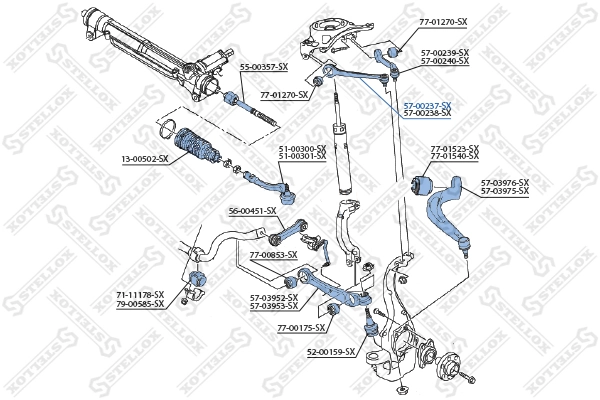 Control/Trailing Arm, wheel suspension 57-00237-SX