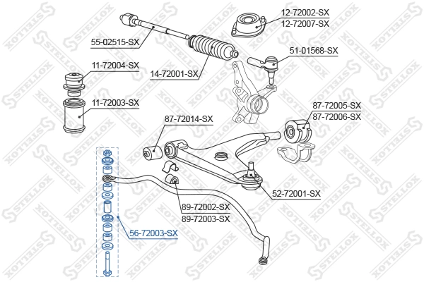 Link/Coupling Rod, stabiliser bar 56-72003-SX