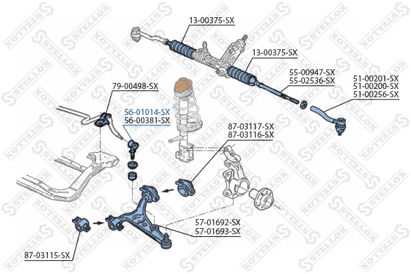 Link/Coupling Rod, stabiliser bar 56-01014-SX