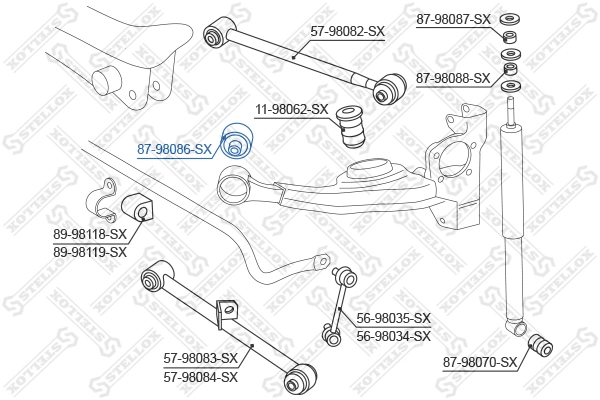 Mounting, control/trailing arm 87-98086-SX