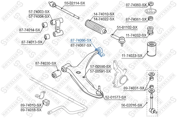 Mounting, control/trailing arm 87-74066-SX
