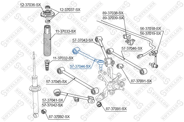 Control/Trailing Arm, wheel suspension 57-37044-SX