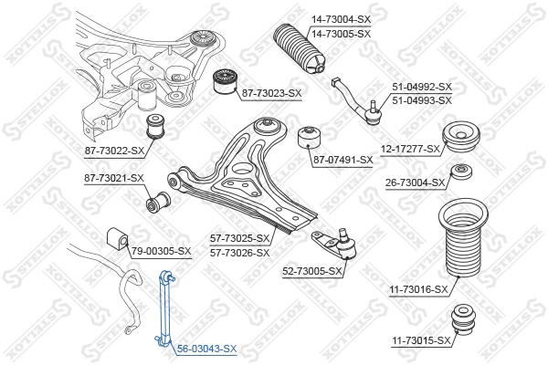 Link/Coupling Rod, stabiliser bar 56-03043-SX