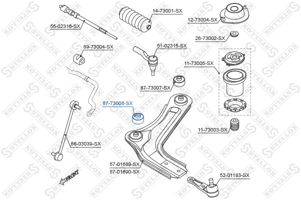 Mounting, control/trailing arm 87-73006-SX