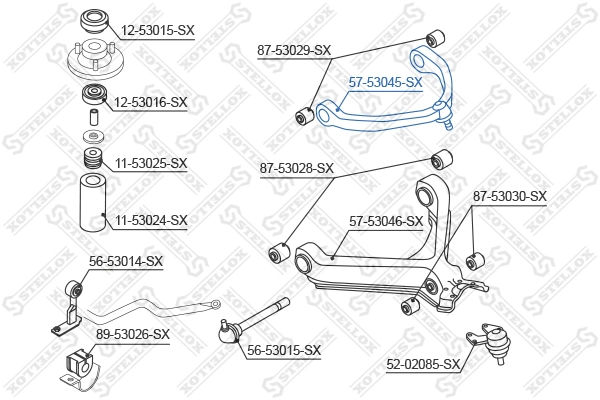 Control/Trailing Arm, wheel suspension 57-53045-SX