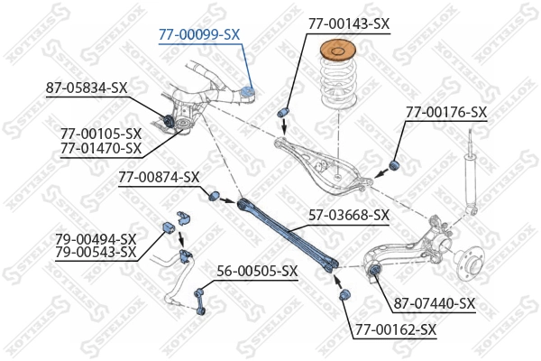 Mounting, control/trailing arm 77-00099-SX