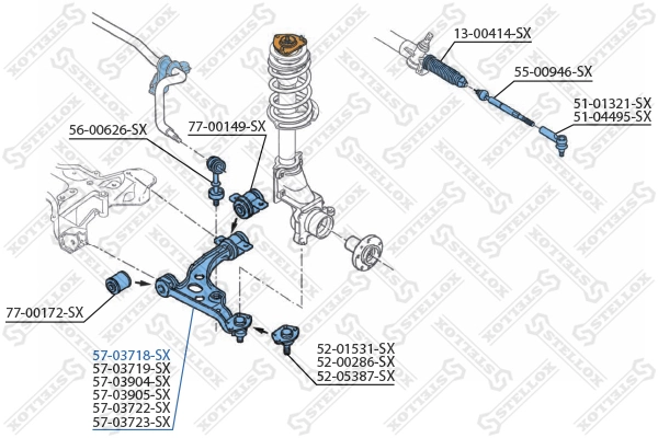 Control/Trailing Arm, wheel suspension 57-03718-SX