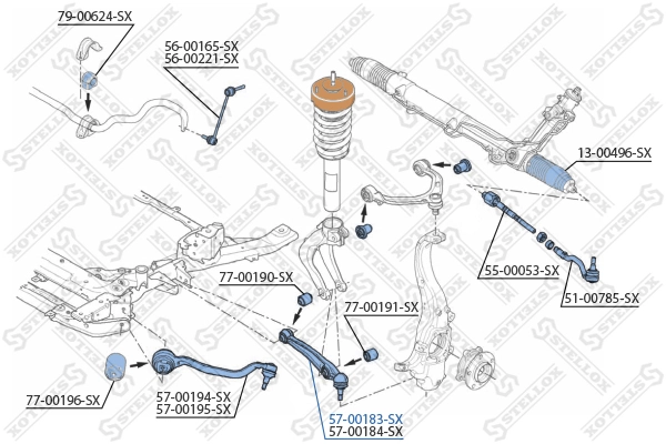Control/Trailing Arm, wheel suspension 57-00183-SX