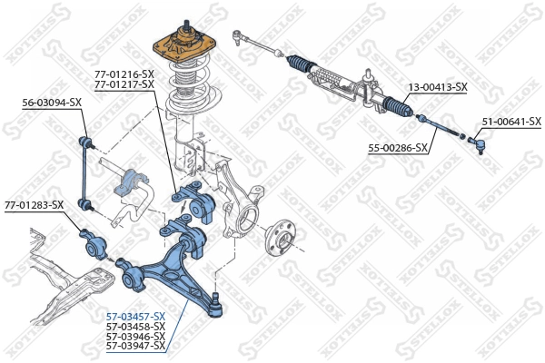 Control/Trailing Arm, wheel suspension 57-03457-SX