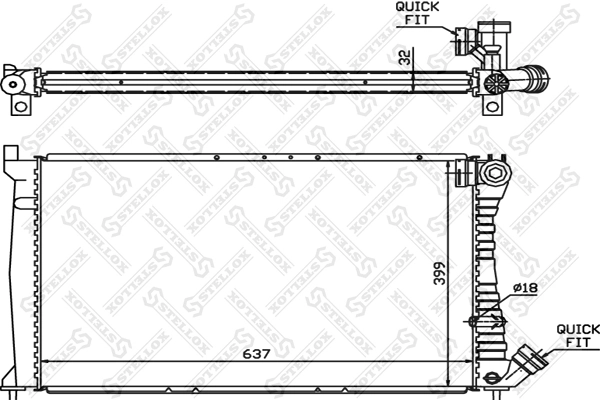 Radiator, engine cooling 10-25025-SX