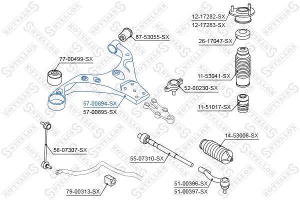 Control/Trailing Arm, wheel suspension 57-00894-SX
