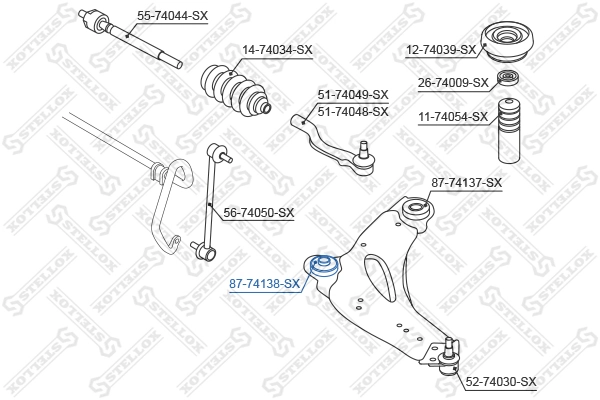 Mounting, control/trailing arm 87-74138-SX