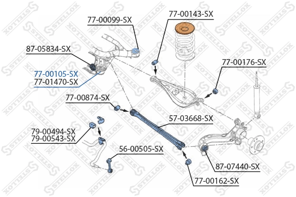 STELLOX 77-00105-SX Mounting, control/trailing arm
