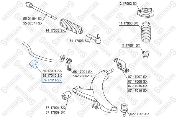 Mounting, stabiliser bar 89-17011-SX