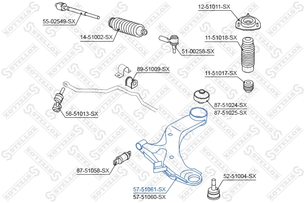 Control/Trailing Arm, wheel suspension 57-51061-SX