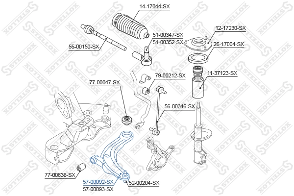 Control/Trailing Arm, wheel suspension 57-00092-SX
