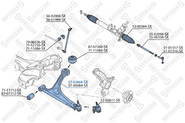 Control/Trailing Arm, wheel suspension 57-02868-SX