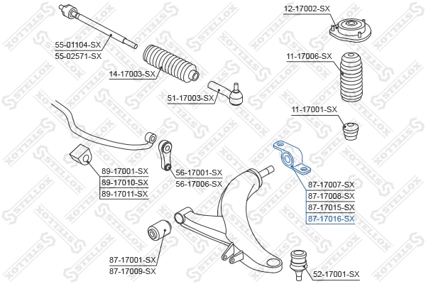 Mounting, control/trailing arm 87-17016-SX