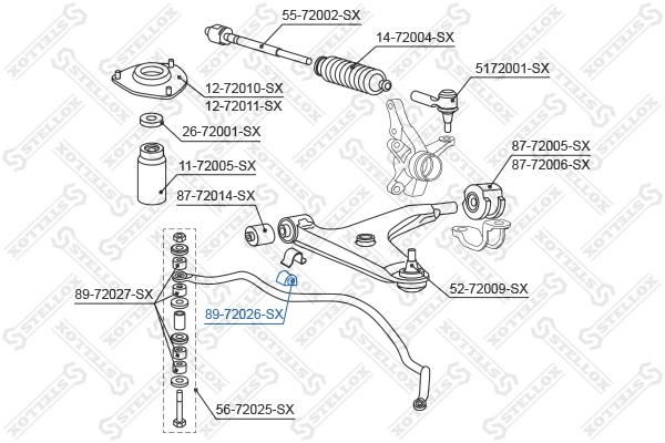 Mounting, stabiliser bar 89-72026-SX