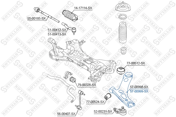 Control/Trailing Arm, wheel suspension 57-00999-SX