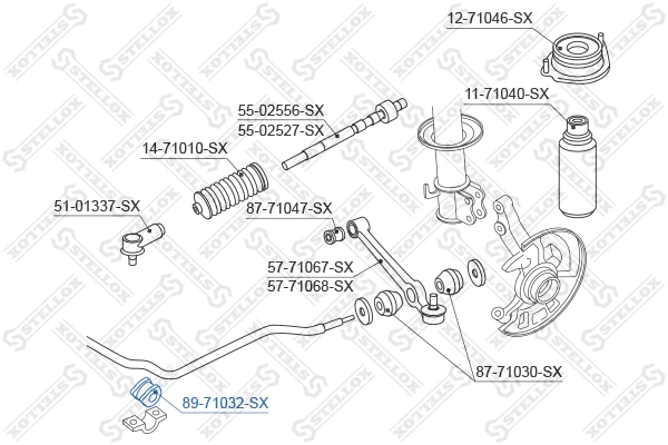 Mounting, stabiliser bar 89-71032-SX