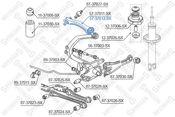 Control/Trailing Arm, wheel suspension 57-37012-SX