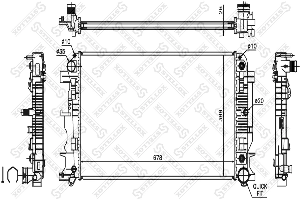 Radiator, engine cooling 10-26553-SX