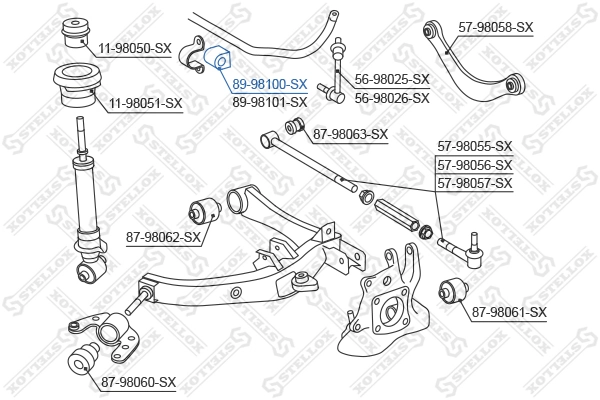 Mounting, stabiliser bar 89-98100-SX