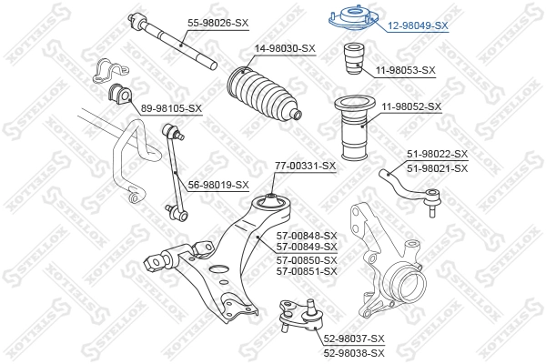 Suspension Strut Support Mount 12-98049-SX